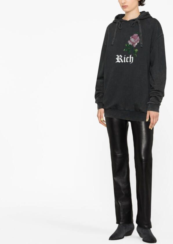 Alessandra Rich Hoodie verfraaid met stras Grijs