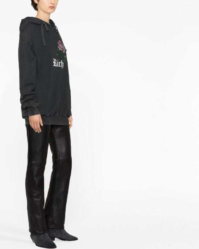 Alessandra Rich Hoodie verfraaid met stras Grijs