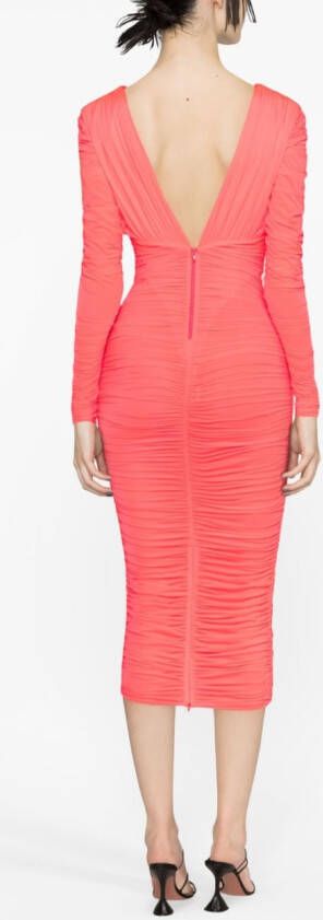 Alex Perry Midi-jurk met ruche Oranje