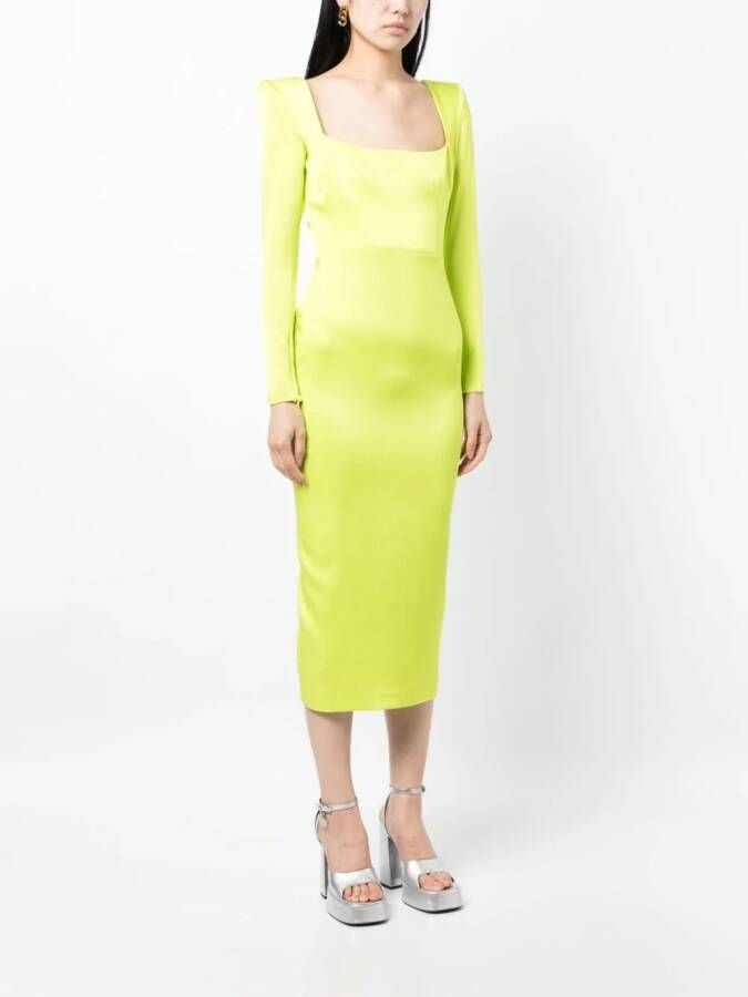 Alex Perry Midi-jurk met vierkante hals Groen