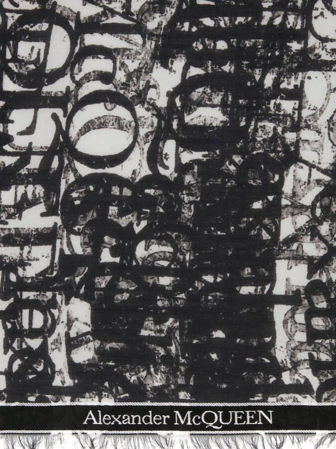 Alexander McQueen Sjaal met abstracte print Zwart