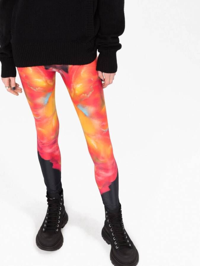 Alexander McQueen Legging met abstracte print Zwart