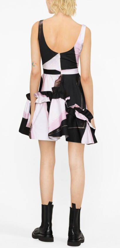 Alexander McQueen Mini-jurk met abstracte print Zwart