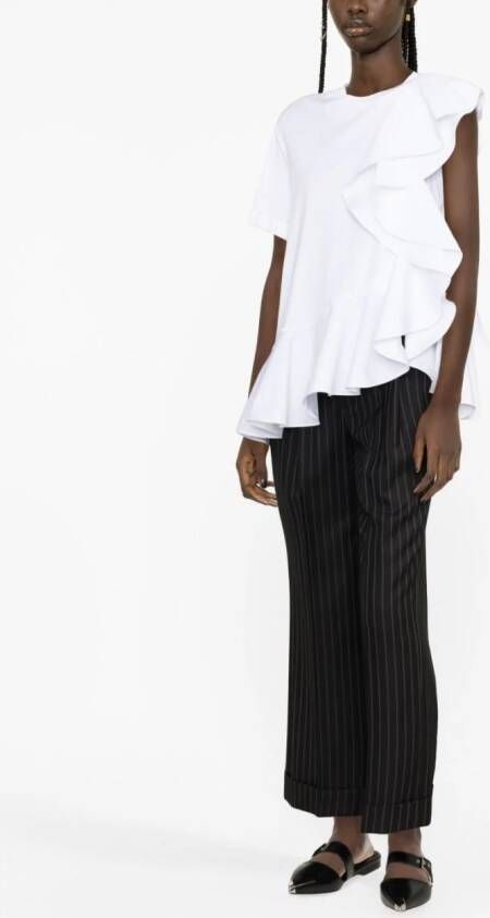 Alexander McQueen T-shirt met ruches Wit