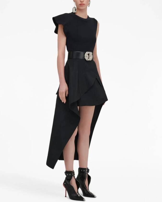 Alexander McQueen Asymmetrische midi-jurk Zwart