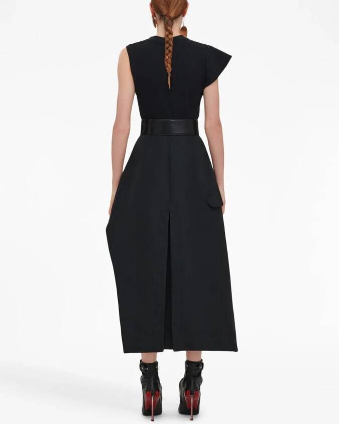 Alexander McQueen Asymmetrische midi-jurk Zwart