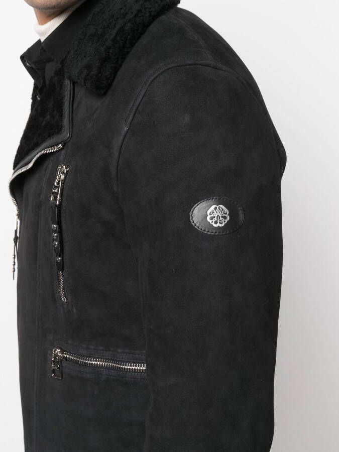 Alexander McQueen Bikerjack met logopatch Zwart