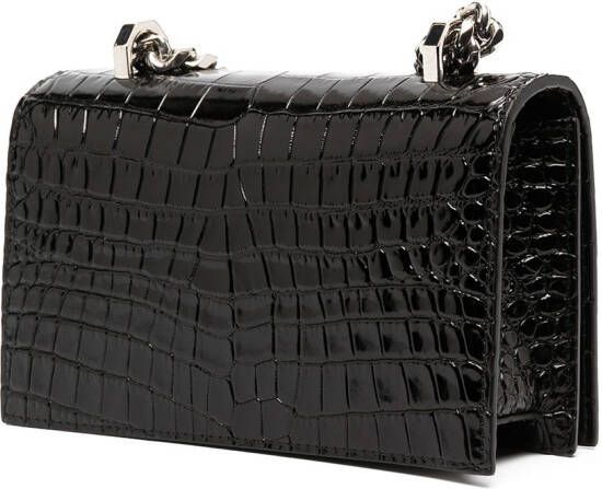 Alexander McQueen Boekentas met krokodillenleer-reliëf Zwart