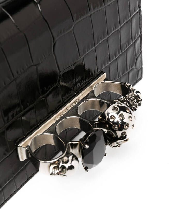 Alexander McQueen Boekentas met krokodillenleer-reliëf Zwart