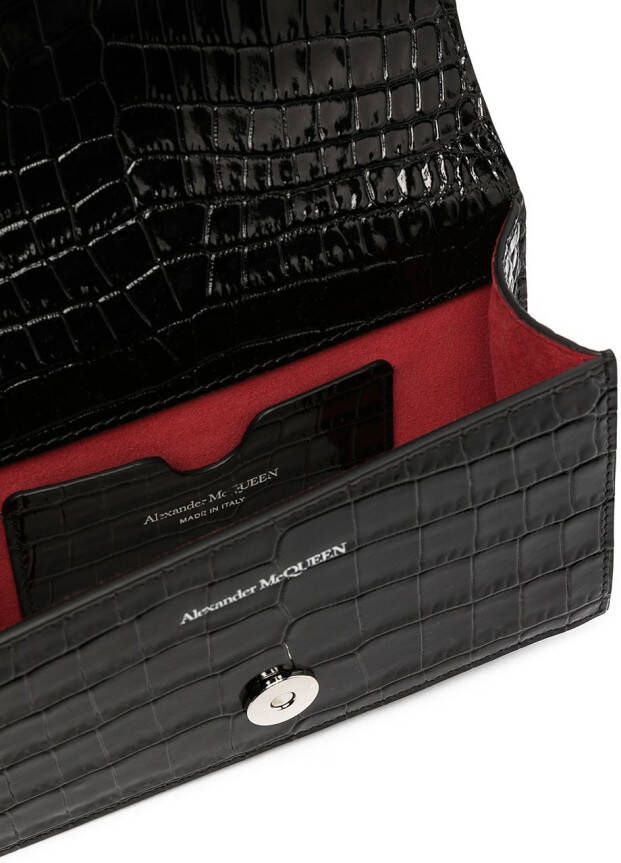 Alexander McQueen Boekentas met krokodillenleer-reliëf Zwart