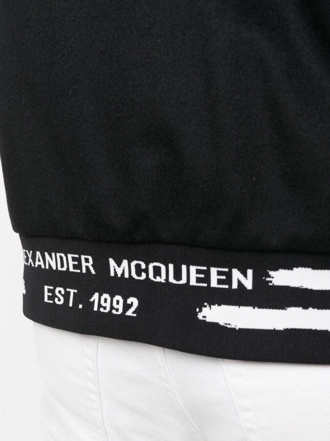Alexander McQueen Bomberjack met geborduurd logo Zwart
