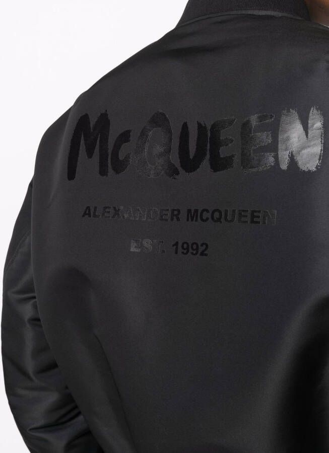 Alexander McQueen Bomberjack met logoprint Zwart