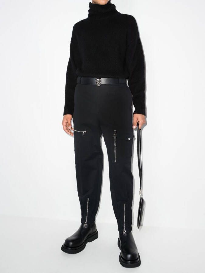 Alexander McQueen Broek met ritsdetail Zwart