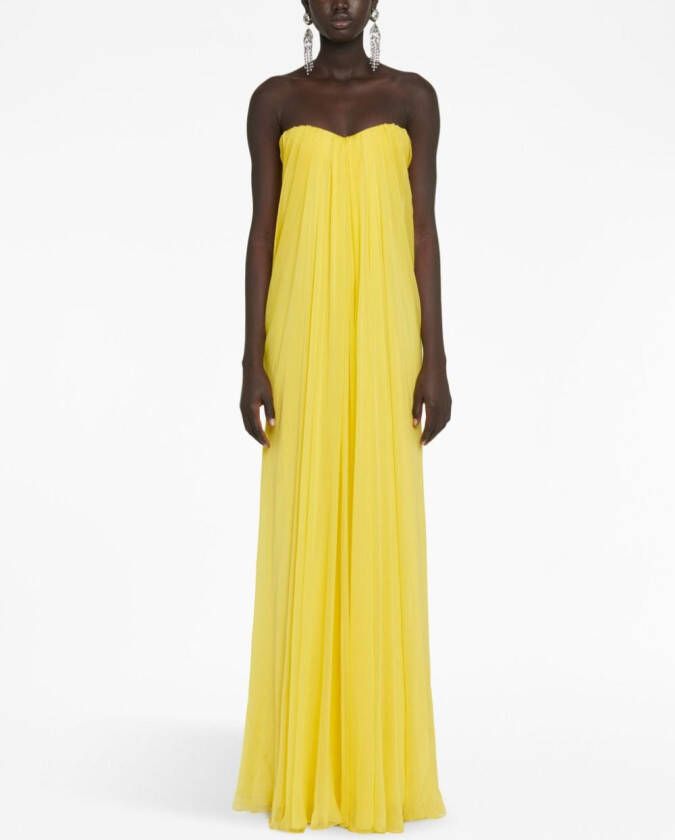 Alexander McQueen Chiffon maxi-jurk Geel