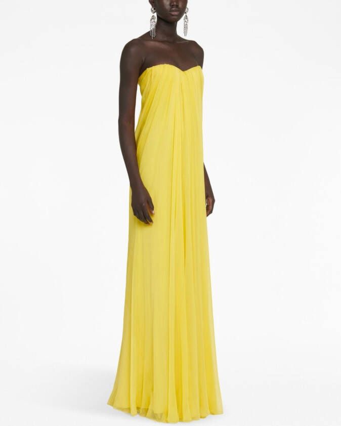 Alexander McQueen Chiffon maxi-jurk Geel