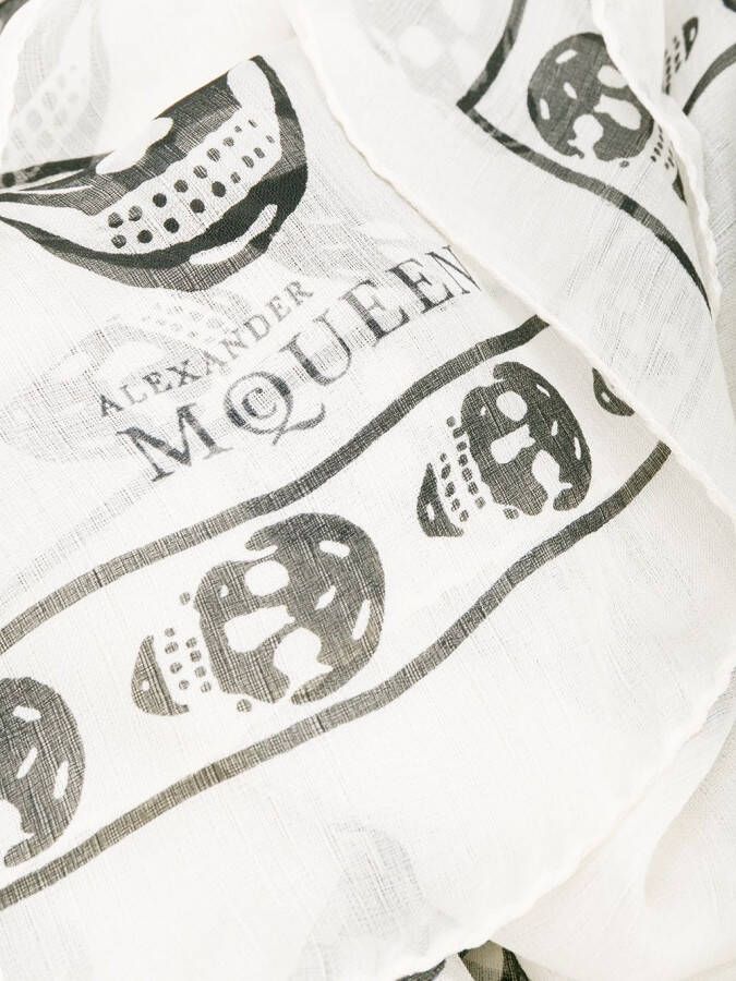 Alexander McQueen Chiffon Skull-sjaal Beige - Foto 3