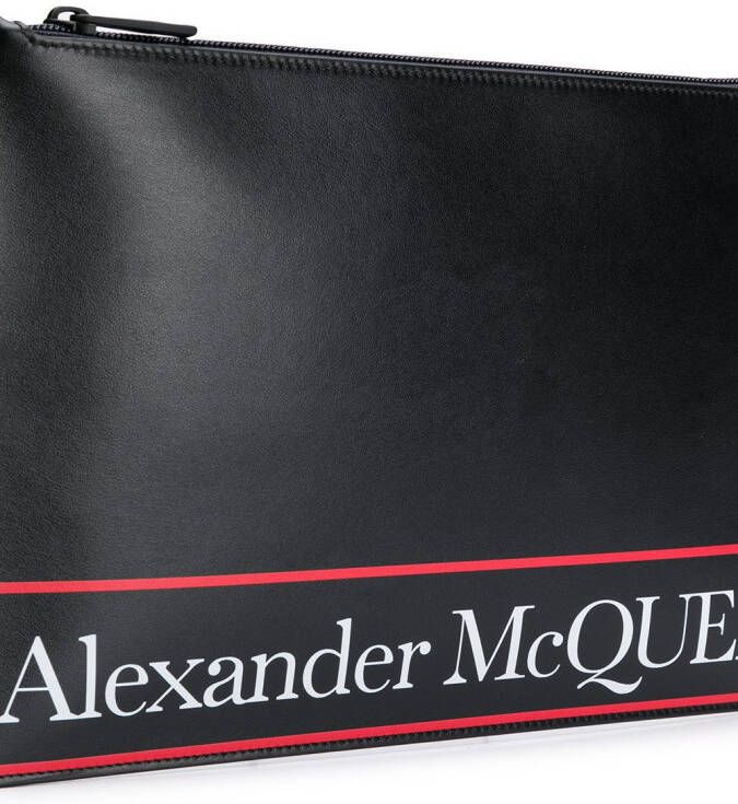 Alexander McQueen Clutch met logostreep Zwart