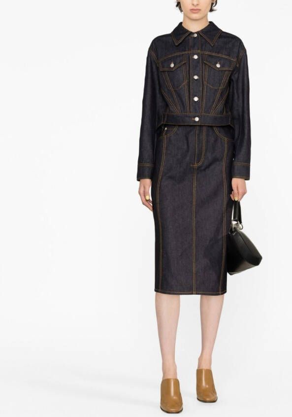 Alexander McQueen Denim midi-rok Blauw