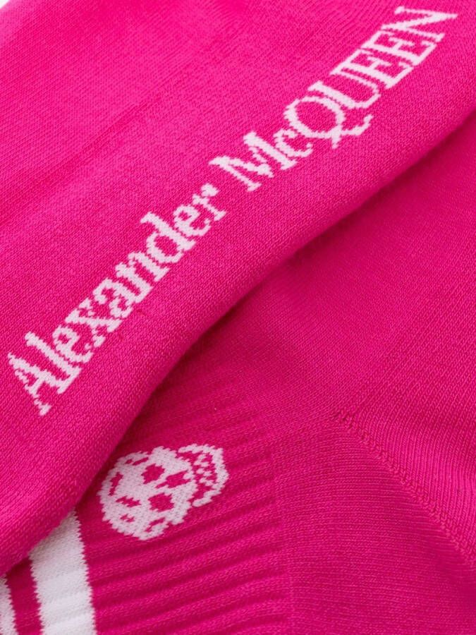 Alexander McQueen Enkelsokken met doodskopstreep Roze