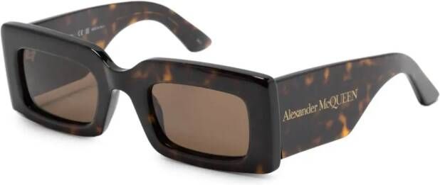 Alexander McQueen Eyewear Bold zonnebril met rechthoekig montuur van schildpadschild design Bruin