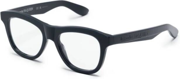 Alexander McQueen Eyewear Bril met gegraveerd logo Blauw