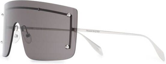 Alexander McQueen Eyewear Zonnebril met gegraveerd logo Zilver