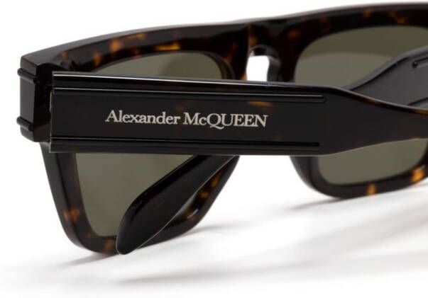 Alexander McQueen Eyewear Zonnebril met rechthoekig montuur Bruin