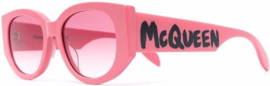 Alexander McQueen Eyewear Zonnebril met ovaal montuur Roze