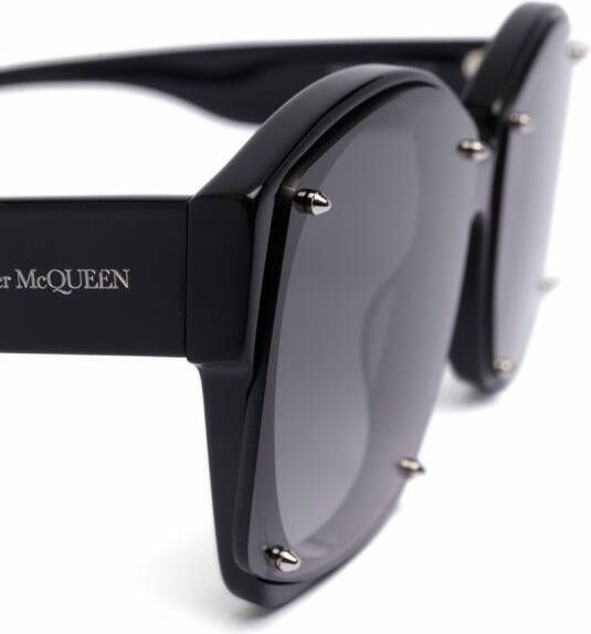 Alexander McQueen Eyewear Zonnebril met oversized rond montuur Zwart