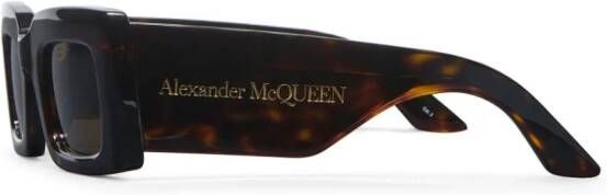 Alexander McQueen Eyewear Zonnebril met rechthoekig montuur Bruin
