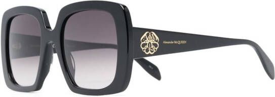 Alexander McQueen Eyewear Zonnebril met rechthoekig montuur Zwart