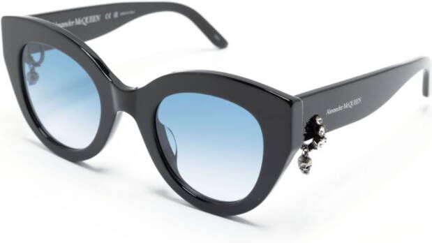 Alexander McQueen Eyewear Zonnebril met rond montuur Zwart