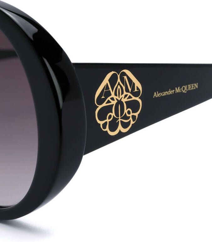 Alexander McQueen Eyewear Zonnebril met rond montuur Zwart