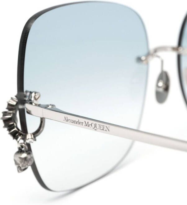 Alexander McQueen Eyewear Zonnebril met vierkant montuur Zilver