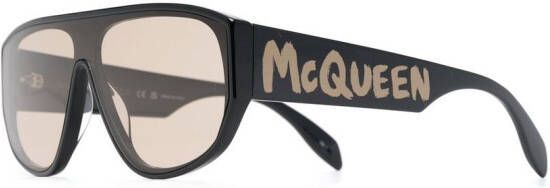 Alexander McQueen Eyewear Zonnebril met vierkant montuur Zwart