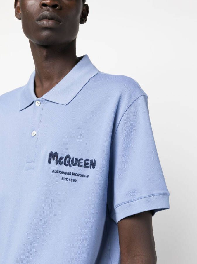 Alexander McQueen Poloshirt met borduurwerk Blauw