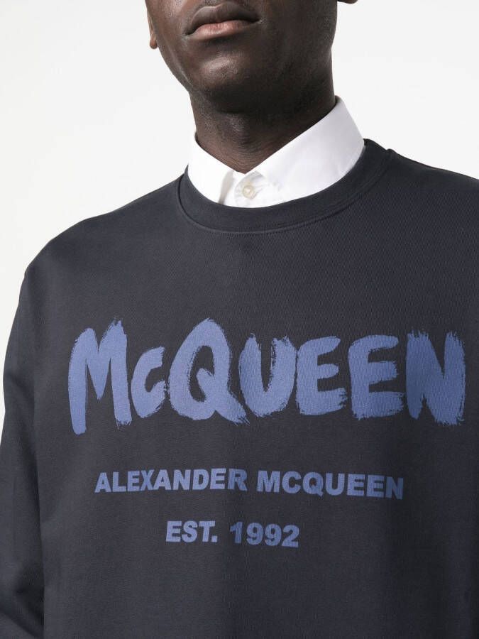 Alexander McQueen Sweater met logoprint Blauw