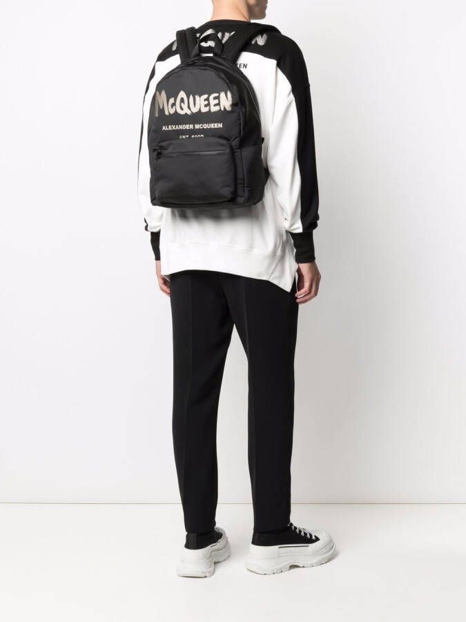 Alexander McQueen Graffiti Metropolitan rugzak met print Zwart