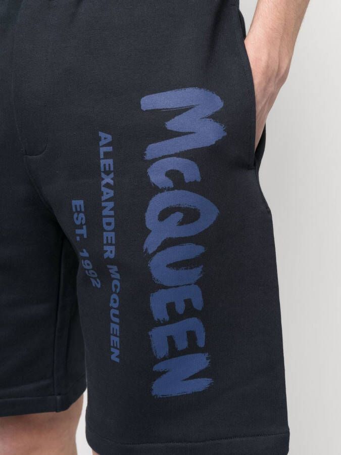 Alexander McQueen Bermuda shorts met print Blauw