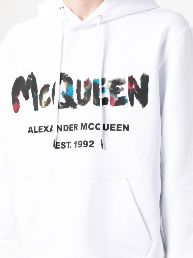 Alexander McQueen Hoodie met graffiti-print Wit