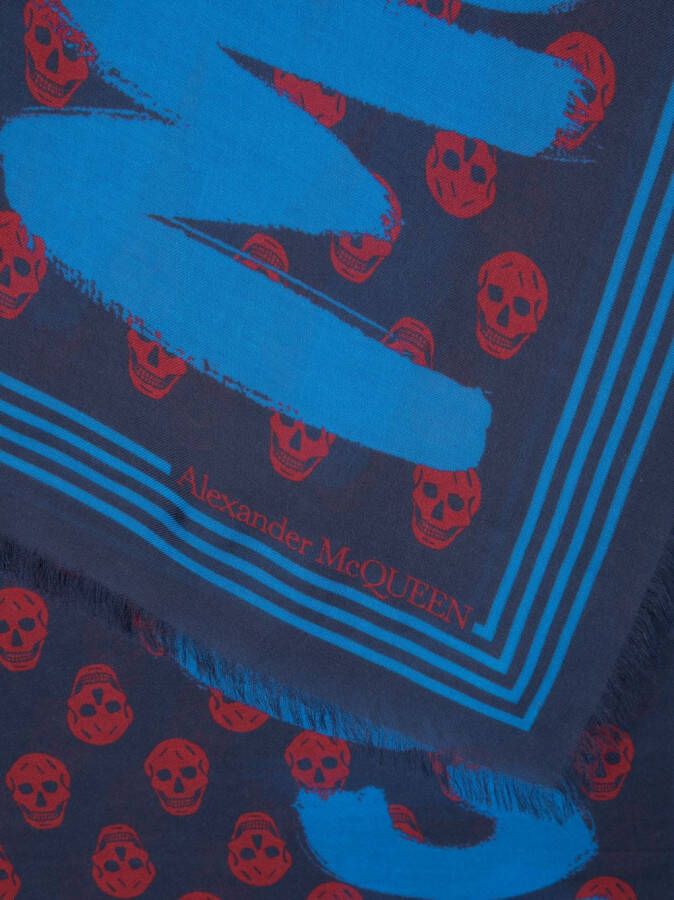 Alexander McQueen Sjaal met print Blauw