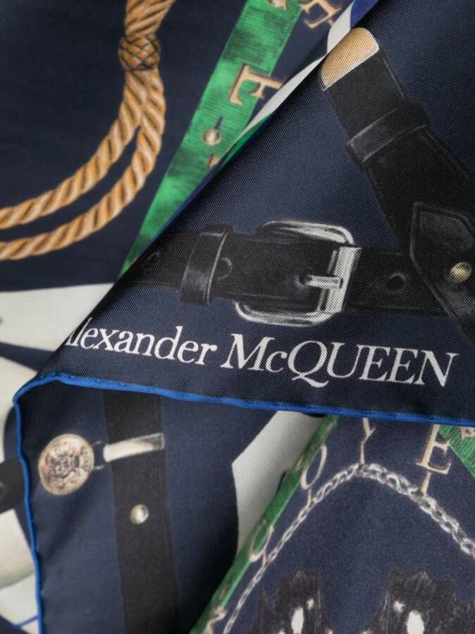 Alexander McQueen Sjaal met print Blauw