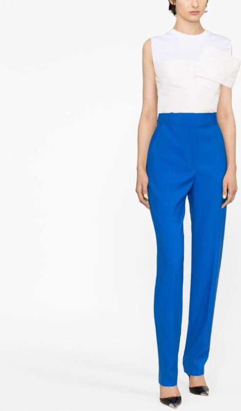 Alexander McQueen High waist pantalon Blauw