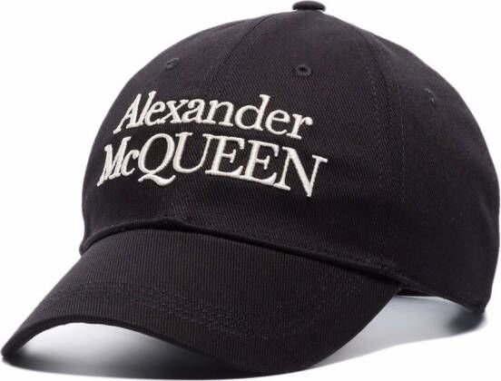 Alexander McQueen Honkbalpet met geborduurd logo Zwart