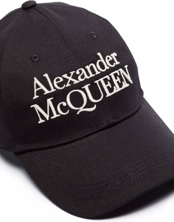 Alexander McQueen Honkbalpet met geborduurd logo Zwart