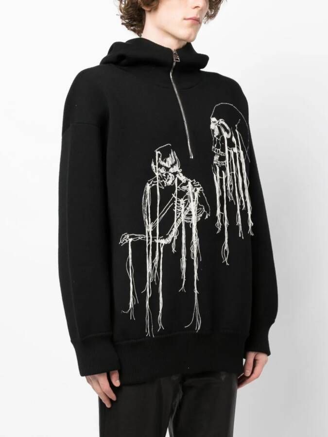 Alexander McQueen Hoodie met doodskopprint Zwart