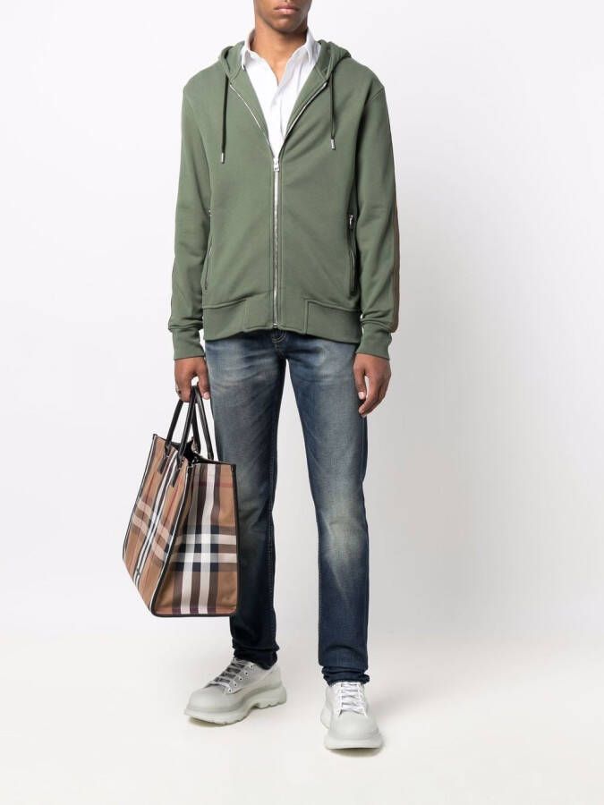 Alexander McQueen Hoodie met logostreep en rits Groen