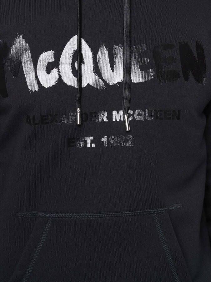 Alexander McQueen Hoodie met logoprint Zwart