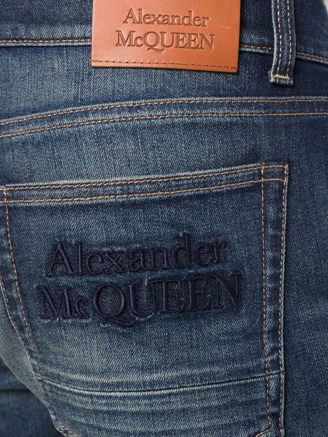 Alexander McQueen Jeans met geborduurd logo Blauw