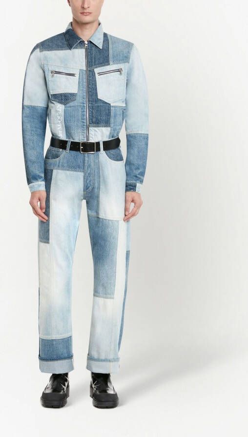 Alexander McQueen Jeans met patchwork Blauw